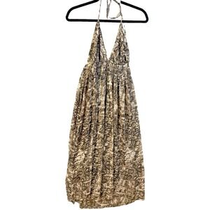 Rebellion Animal/Leopard Print Beige Spaghetti Strap Lined Low-back Dress Size L